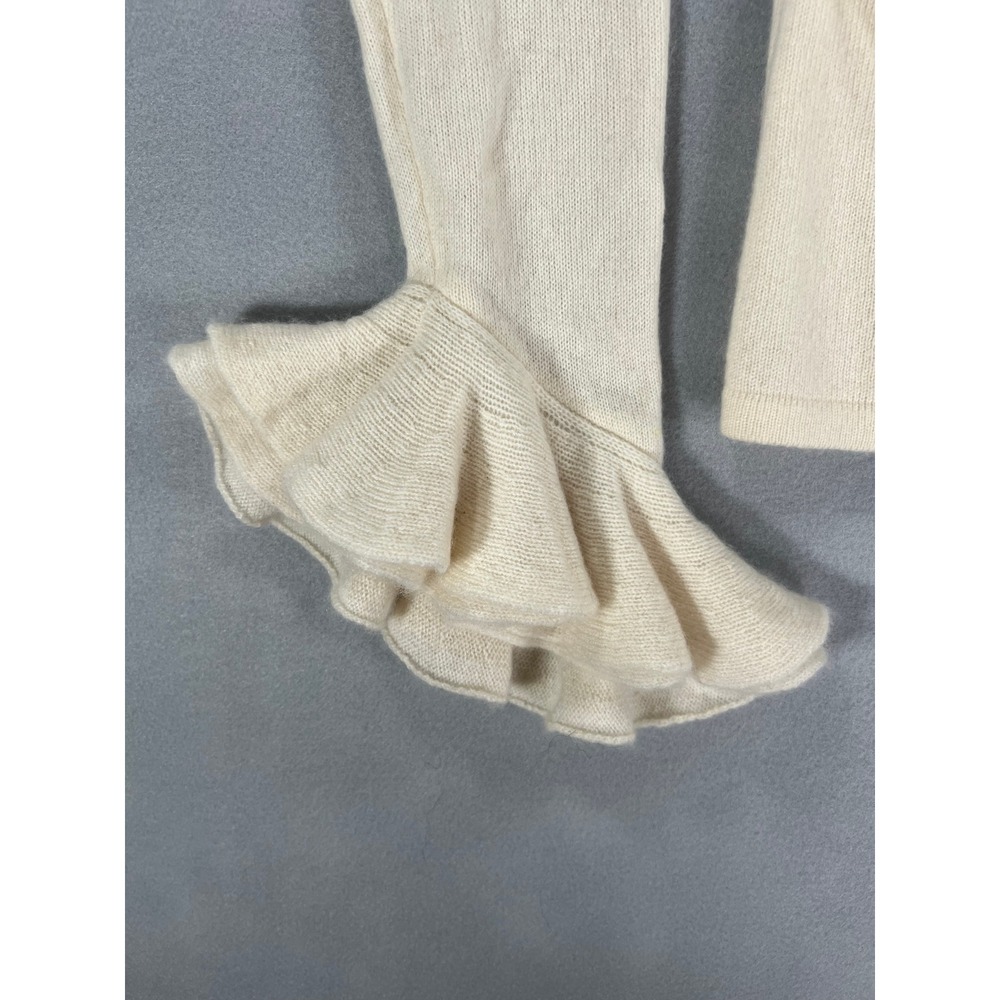 RARE Ralph Lauren Black Label Cream Cashmere Ruffle Sweater Coquette Victorian M - Picture 2 of 10